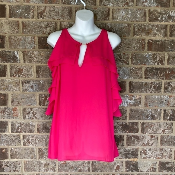 Cold Shoulder Top Bold Elements Hot Pink NWT Size Large - Picture 1 of 9
